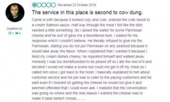 La recensione negativa su Tripadvisor