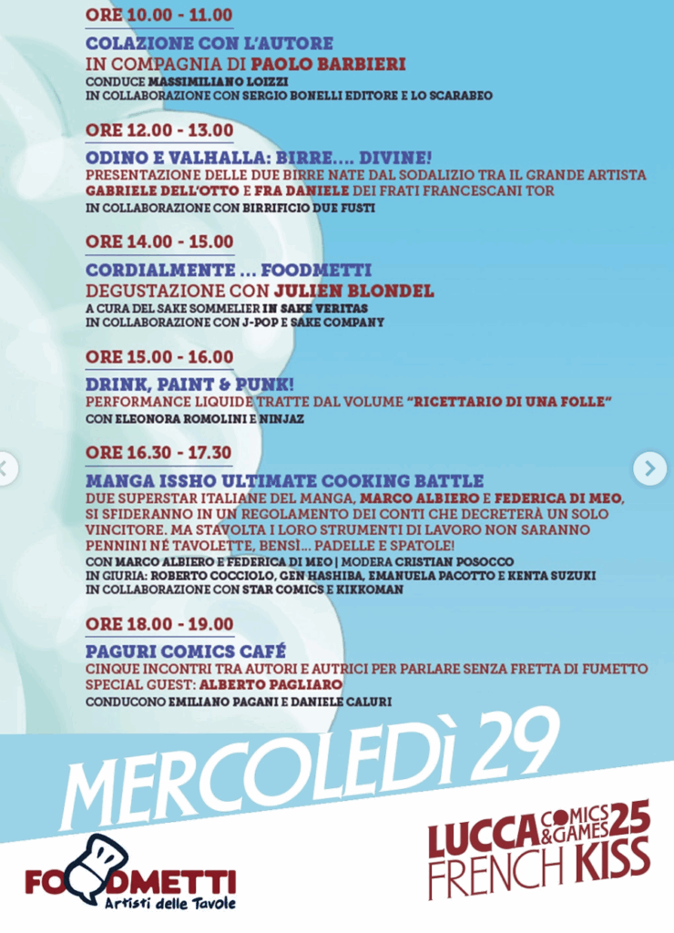 Programma Foodmetti a Lucca Comics 2025