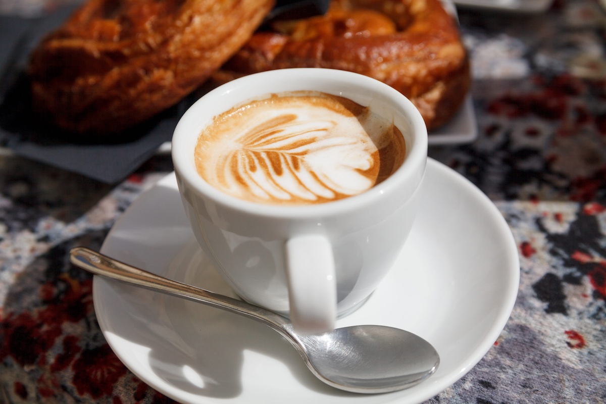 cappuccino on the table in summer day in Italy